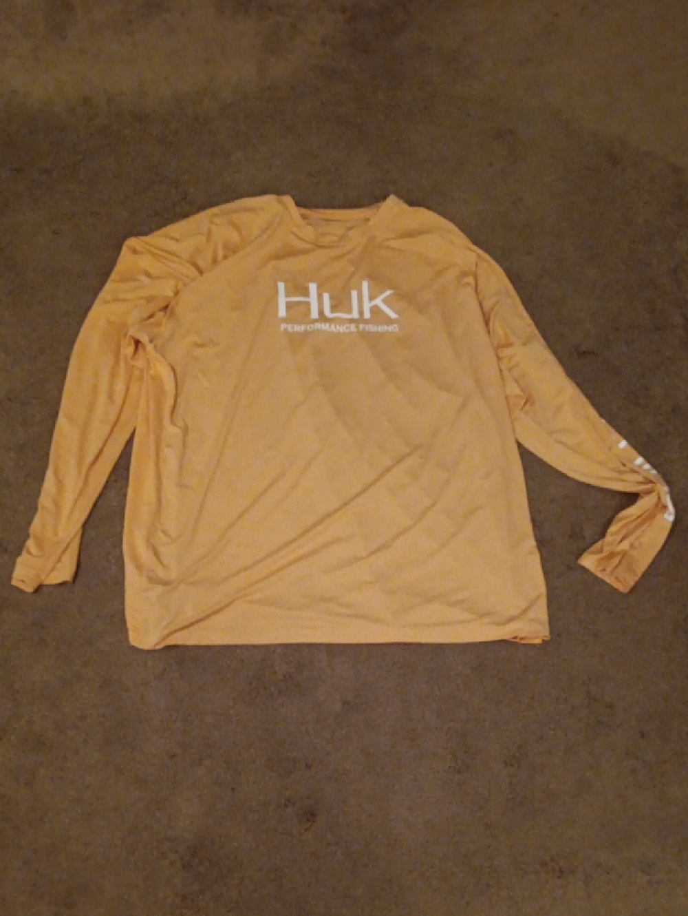 Huk Long Sleeve Performance Shirt - Pale Orange with White Logo
